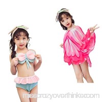 LJQ Children's Swimwear 3 Piece Set Girls Butterfly Bikini Split Swimwear & Smock Girls Baby Swimwear 2-12Y,Pink,XXXL XXXL